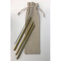 Set of three 8.5" x 0.3" straight bamboo straws and cleaning... from ASI...