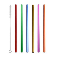 8.66" x 0.25" anodized aluminum reusable straight drinking straws. Assembled...