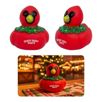 Squeezable, cardinal ducks float in water (not upright) and are...