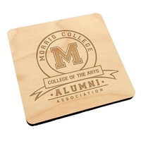 Birch wood coaster with 1/4" thickness and laser etched graphics.... from ASI...