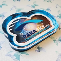 Custom acrylic paperweights with 1/8" black acrylic backing.... from ASI...