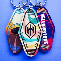 1/4" Vintage Recycled Wood Motel keychain Hotel Key Tag