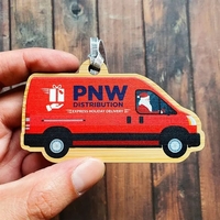 5/8" thick bamboo ornament with UV color printed graphic and assembled......