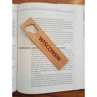 1.5" x 6" hardwood bookmark with laser engraving, Wisconsin state name......