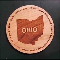 3.5" round wooden coasters with State of Ohio shape in the... from ASI 92531...