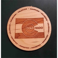 3.5" round wooden coasters with State of Colorado shape in the... from ASI...