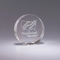 Optic crystal paperweight with stand-up design, 3.5" x 1.25" measurements...