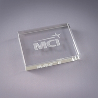 3" x 4" rectangular-shaped paperweight made of optic crystal with deep......