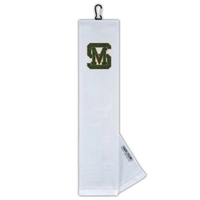 White tri-fold towel measuring 16" x 24" that wicks away moisture.... from...