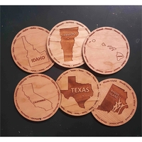 3.5" round wooden coasters with state shape in the middle with... from ASI...