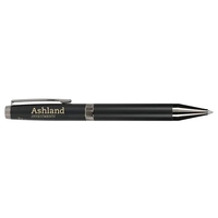 Gel ink ballpoint with recycled brass barrel and gunmetal chromed metal......