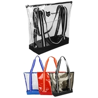 Clear tote bag with a transparent design and a zipper closure... from ASI...