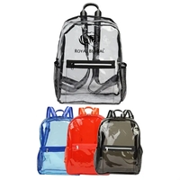 Transparent backpack with a front zipper pocket and adjustable shoulder...