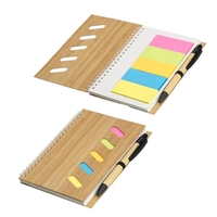 Bamboo Soft Spiral Notebook With Sticky Notes