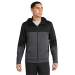 Sport-Tek Tech Fleece Colorblock Full-Zip Hooded Jacket.
