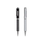 Grid Barrel Ballpoint Twist Metal Pen