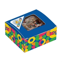 Box of milk chocolate pretzels with rainbow nonpareils... from ASI 71685...