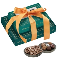 Box of chocolate-covered pretzels with an assortment of 12 truffles... from...