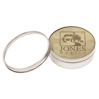 Set of 4 Natural Leather Coasters w/ Polished Metal Clear