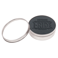 Set of 4 Black Leather Coasters w/ Polished Metal Clear Top