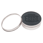 Set of 4 Black Leather Coasters w/ Polished Metal Clear Top