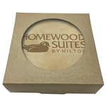 Set of 4 Natural Leather Coasters w/ Natural Kraft Box