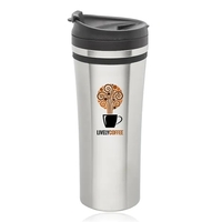 15 oz. stainless steel travel mug with insulated design, screw-on plastic......
