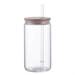 Glass Cup with Bamboo Lid & Straw
