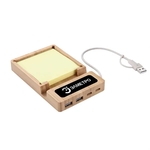 Bamboo 4 Ports USB Hub LED Logo Phone Stand