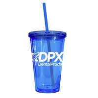 16 oz. acrylic tumbler with double wall insulation, threaded lid with... from...