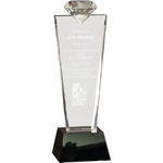 11" Crystal Diamond Top Award on Black Pedestal Base