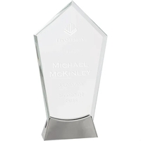9 1/4" Clear Peak Platinum Glass Award w/ Metal Base... from ASI 74601 Calico
