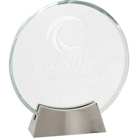 6 1/4" Clear Round Platinum Glass Award w/ Metal Base... from ASI 74601 Calico