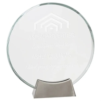 8" clear round platinum glass award with full metal base.... from ASI 74601...