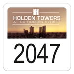 Square White Vinyl Full Color Numbered Outside Parking