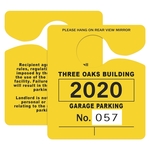 Plastic 35 pt. Numbered Hanging Parking Permit (3"x3 1/2")