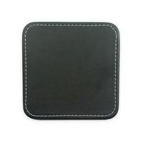 Square coaster made of leatherette material in a black color.... from ASI...