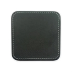 Black Leatherette Single Stitched Coaster, Square