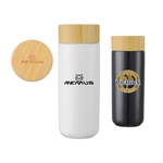 10 Oz. Double Wall Ceramic Mug with Bamboo Lid