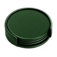 Set of 4 dark green leatherette coasters.... from ASI 48125 Dacasso / DaCasso