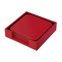 Set of 4 red leatherette coasters.... from ASI 48125 Dacasso / DaCasso