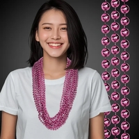 33" Mardi Gras neckace with pink metallic round beads.... from ASI 42016...