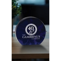 Premium blue acrylic award with a bold arched silhouette. Deep marbled......