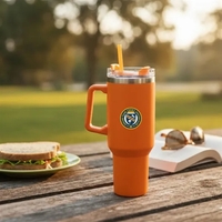 40 OZ. S/S Travel Mug with Handle & Straw... from ASI 41511 Brainchild USA...