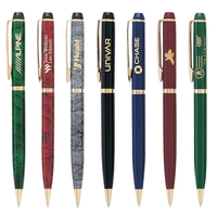 Metal twist-action ballpoint pen with a colored barrel and gold clip... from...