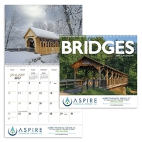 11 x 19 Bridges 2024 spiral-bound wall calendar on 70# glossy... from ASI...