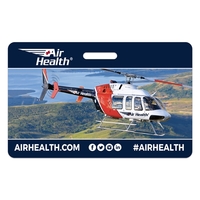 Horizontal, rectangular badge made of durable laminated vinyl plastic with...