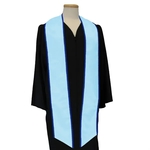 Light Blue 84" Graduation Stole With Navy Binding