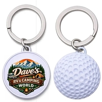 Golf Ball Shaped Metal Keychain