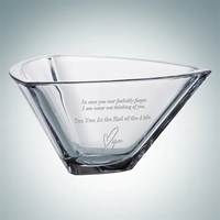 Large Triangle bowl made of molten crystal and measuring 4" x... from ASI...